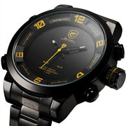 Luxury Leather Package Digital Gulper Shark Sport Watch Waterproof Dual Movement LED Calendar Alarm Quartz Men Watches/SH360-364
