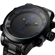 Luxury Leather Package Digital Gulper Shark Sport Watch Waterproof Dual Movement LED Calendar Alarm Quartz Men Watches/SH360-364