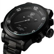 Luxury Leather Package Digital Gulper Shark Sport Watch Waterproof Dual Movement LED Calendar Alarm Quartz Men Watches/SH360-364