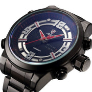 Luxury Package Leather Box SHARK Sport Watch Calendar LCD Alarm Steel Band Relogio Quartz Men Digital Military Watches/SH340-344