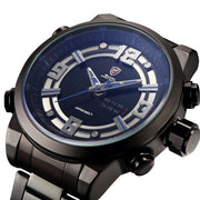 Luxury Package Leather Box SHARK Sport Watch Calendar LCD Alarm Steel Band Relogio Quartz Men Digital Military Watches/SH340-344