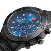 Luxury Leather Gift Box Sandbar Shark Sport Watch 3 Dial Chronograph 24Hr Full Black Steel Band Quartz Men Wristwatch /SH300-304