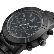Luxury Leather Gift Box Sandbar Shark Sport Watch 3 Dial Chronograph 24Hr Full Black Steel Band Quartz Men Wristwatch /SH300-304