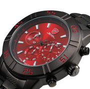 Luxury Leather Gift Box Sandbar Shark Sport Watch 3 Dial Chronograph 24Hr Full Black Steel Band Quartz Men Wristwatch /SH300-304