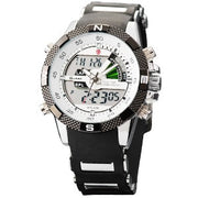 Luxury Leather Package SHARK Sport Watches Relojes Esporte Calendar Dual Time Rubber Band Clock Digital LCD Timepiece /SH041-045