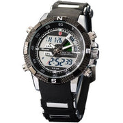 Luxury Leather Package SHARK Sport Watches Relojes Esporte Calendar Dual Time Rubber Band Clock Digital LCD Timepiece /SH041-045