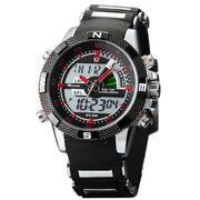 Luxury Leather Package SHARK Sport Watches Relojes Esporte Calendar Dual Time Rubber Band Clock Digital LCD Timepiece /SH041-045