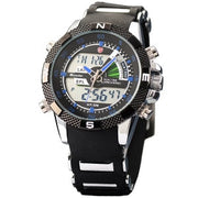 Luxury Leather Package SHARK Sport Watches Relojes Esporte Calendar Dual Time Rubber Band Clock Digital LCD Timepiece /SH041-045