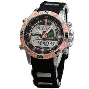 Luxury Leather Package SHARK Sport Watches Relojes Esporte Calendar Dual Time Rubber Band Clock Digital LCD Timepiece /SH041-045