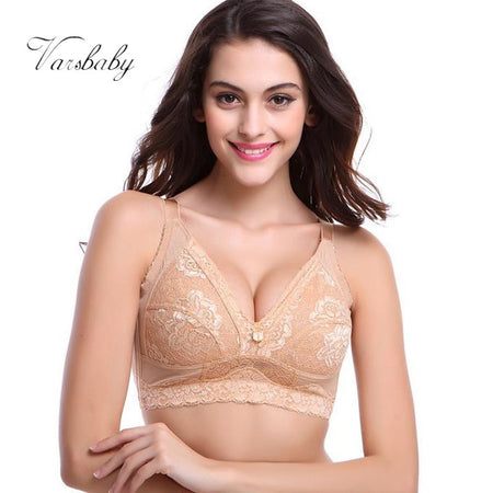 Varsbaby Hot sale thin cup breathable natural simplicity of style comfort bra wire free lace full cup underwear