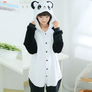 Adult Unisex Pajamas  Adult Panda Full Sleeve Hooded Polyester Pajama Sets Pijamas Couples Pajamas
