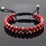 2017 Fashion Jewelry Double Rows Men Bracelet,6MM Sediment Beads Bracelet,Matte Bead Braiding Macrame Bracelet,Gift