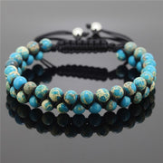 2017 Fashion Jewelry Double Rows Men Bracelet,6MM Sediment Beads Bracelet,Matte Bead Braiding Macrame Bracelet,Gift