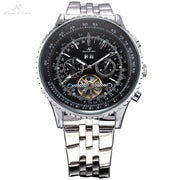 KS Black Dial 6 Hands Date Day Tourbillion Analog Stainless Full Steel Strap Wrist Dress Auto Men's Mechanical Watch Gift /KS084