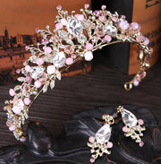 Luxury Pink Gold Pearl Bridal Crowns Handmade Tiara Bride Headband Crystal Wedding Diadem Queen Crown Wedding Hair Accessories