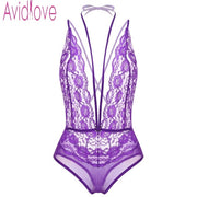 Avidlove Brand Sexy Lace Bodysuit Women Underwear Sexy Lingerie Hot Sexy Custumes For Women Summer Halter Deep V-Neck Nightwear