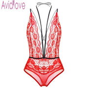 Avidlove Brand Sexy Lace Bodysuit Women Underwear Sexy Lingerie Hot Sexy Custumes For Women Summer Halter Deep V-Neck Nightwear