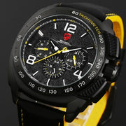 Luxury Leather Box Tiger Shark Sport Watch Date 24Hr Function Clock Fashion Quartz Movement Waterproof Men Wristwatch /SH415-419