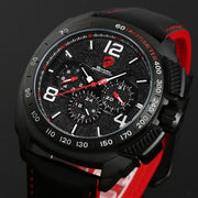 Luxury Leather Box Tiger Shark Sport Watch Date 24Hr Function Clock Fashion Quartz Movement Waterproof Men Wristwatch /SH415-419