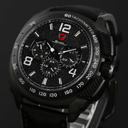 Luxury Leather Box Tiger Shark Sport Watch Date 24Hr Function Clock Fashion Quartz Movement Waterproof Men Wristwatch /SH415-419