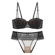 Varsbaby Half cup ultra - thin lace sexy bras ladies bra sets women underwear