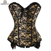 Women Sexy Burlesque Overbust Corset Bustier Top With Mini TuTu Skirt Fancy Dresses Costume Sexy Gothic Corsets Dress