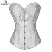 Women Sexy Burlesque Overbust Corset Bustier Top With Mini TuTu Skirt Fancy Dresses Costume Sexy Gothic Corsets Dress