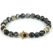 2017 Natural Stone Beads Skull Bracelet for Men Jewelry Spider Web Stone Beaded Men Bracelet Brand Pulseira Masculina Best Gift