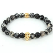 2017 Natural Stone Beads Skull Bracelet for Men Jewelry Spider Web Stone Beaded Men Bracelet Brand Pulseira Masculina Best Gift