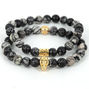 2017 Natural Stone Beads Skull Bracelet for Men Jewelry Spider Web Stone Beaded Men Bracelet Brand Pulseira Masculina Best Gift