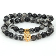 2017 Natural Stone Beads Skull Bracelet for Men Jewelry Spider Web Stone Beaded Men Bracelet Brand Pulseira Masculina Best Gift