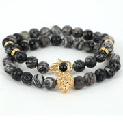 2017 Natural Stone Beads Skull Bracelet for Men Jewelry Spider Web Stone Beaded Men Bracelet Brand Pulseira Masculina Best Gift