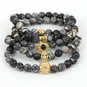 2017 Natural Stone Beads Skull Bracelet for Men Jewelry Spider Web Stone Beaded Men Bracelet Brand Pulseira Masculina Best Gift