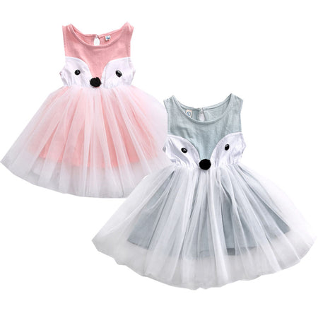 Girl Cartoon Sleeveless Dress Cute Toddler Kids Baby Foxes Dress Girls Party Princess Pageant Dresses