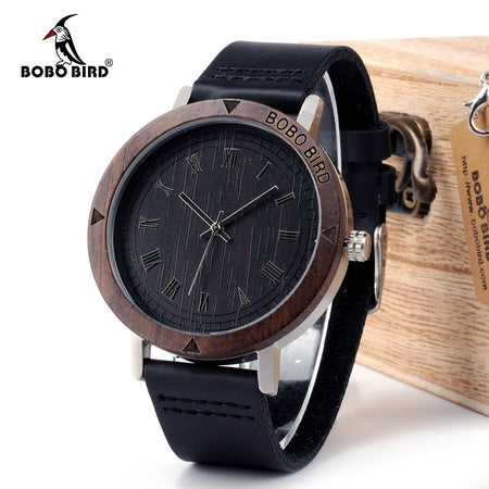 BOBO BIRD WK05 Mens Watch Rome Number Dial Face Soft Leather Band Japan Quartz 2035 Wristwatch Drop Shipping Accept OEM Relogio