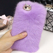 LANCASE For iPhone 7 Case Rabbit Fur Rhinestones Bling Glitter TPU Case For iPhone 7 Plus 6 6S Plus 5 5S SE Cover Phone Cases