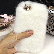 LANCASE For iPhone 7 Case Rabbit Fur Rhinestones Bling Glitter TPU Case For iPhone 7 Plus 6 6S Plus 5 5S SE Cover Phone Cases