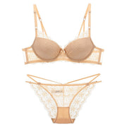 Varsbaby summer female deep v bra sexy lace push up sexy bra sets suit for women