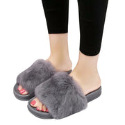 HEE GRAND Sweet Faux fur Slippers Leisure Flats Shoes Woman Slip On Winter Warm Solid Women Shoes Fashion Slides Creepers XWT857