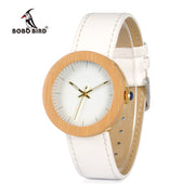 BOBO BIRD WJ27 Brand Women Watch Bamboo Steel Quartz Watch Genuine Leather Band With Wooden Wood Box relojes mujer Accept OEM
