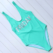 OMKAGI Brand One Piece Swimsuit Swimwear Women Sexy Push Up Letter Date Bodysuit Swimming Bathing Suit Beachwear Monokini 2017