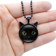 Vintage Black Cat Enamel Pendant