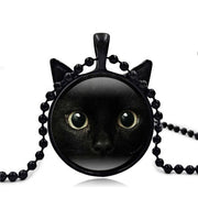 Vintage Black Cat Enamel Pendant
