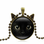 Vintage Black Cat Enamel Pendant