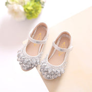 Heart Rhinestone Girls Princess Shoes Gold Pink Sliver Leather Girls Kids Shoes for Dance Party Princess Girl Single Shoes