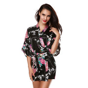 Avidlove Silk Wedding Bride Bridesmaid Robe Floral Bath Robe Women Satin Short Kimono Sexy Bathrobe Plus Size Nightgown Peignoir