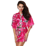 Avidlove Silk Wedding Bride Bridesmaid Robe Floral Bath Robe Women Satin Short Kimono Sexy Bathrobe Plus Size Nightgown Peignoir