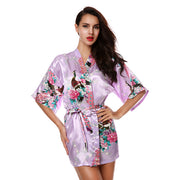Avidlove Silk Wedding Bride Bridesmaid Robe Floral Bath Robe Women Satin Short Kimono Sexy Bathrobe Plus Size Nightgown Peignoir