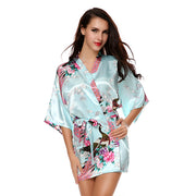 Avidlove Silk Wedding Bride Bridesmaid Robe Floral Bath Robe Women Satin Short Kimono Sexy Bathrobe Plus Size Nightgown Peignoir