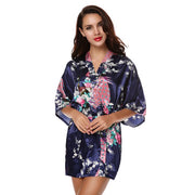 Avidlove Silk Wedding Bride Bridesmaid Robe Floral Bath Robe Women Satin Short Kimono Sexy Bathrobe Plus Size Nightgown Peignoir